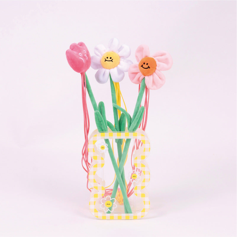 KFX-2174269 Cat Toy Bite Resistant Plush Catnip Wand - Colorful Flower Design