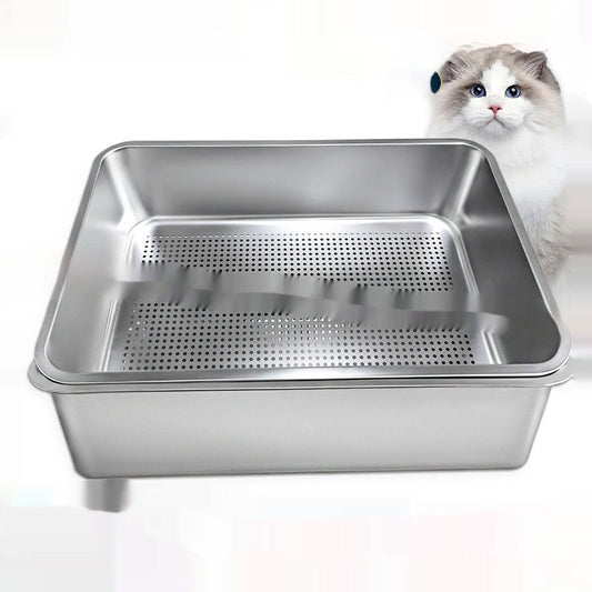 KFX-2174909 Extra Large Leak-Proof Cat Litter Box with Detachable Sand Leakage Basin - Ideal for Cats and Kittens