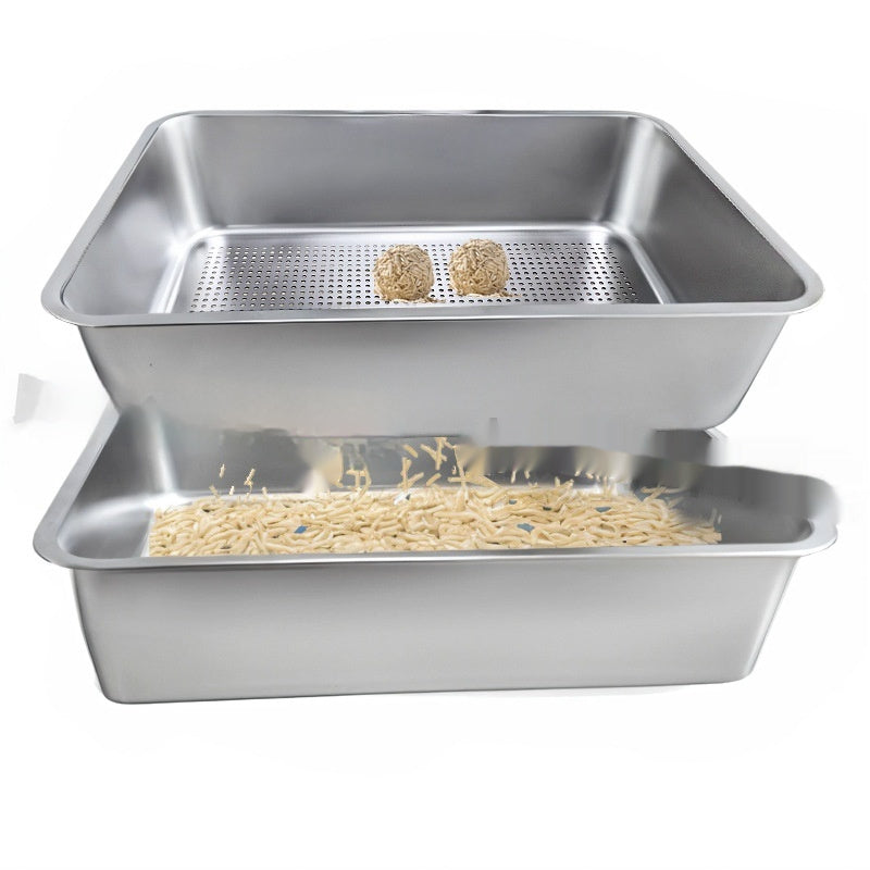 KFX-2174909 Extra Large Leak-Proof Cat Litter Box with Detachable Sand Leakage Basin - Ideal for Cats and Kittens