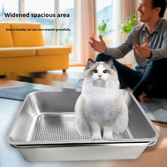 KFX-2174909 Extra Large Leak-Proof Cat Litter Box with Detachable Sand Leakage Basin - Ideal for Cats and Kittens