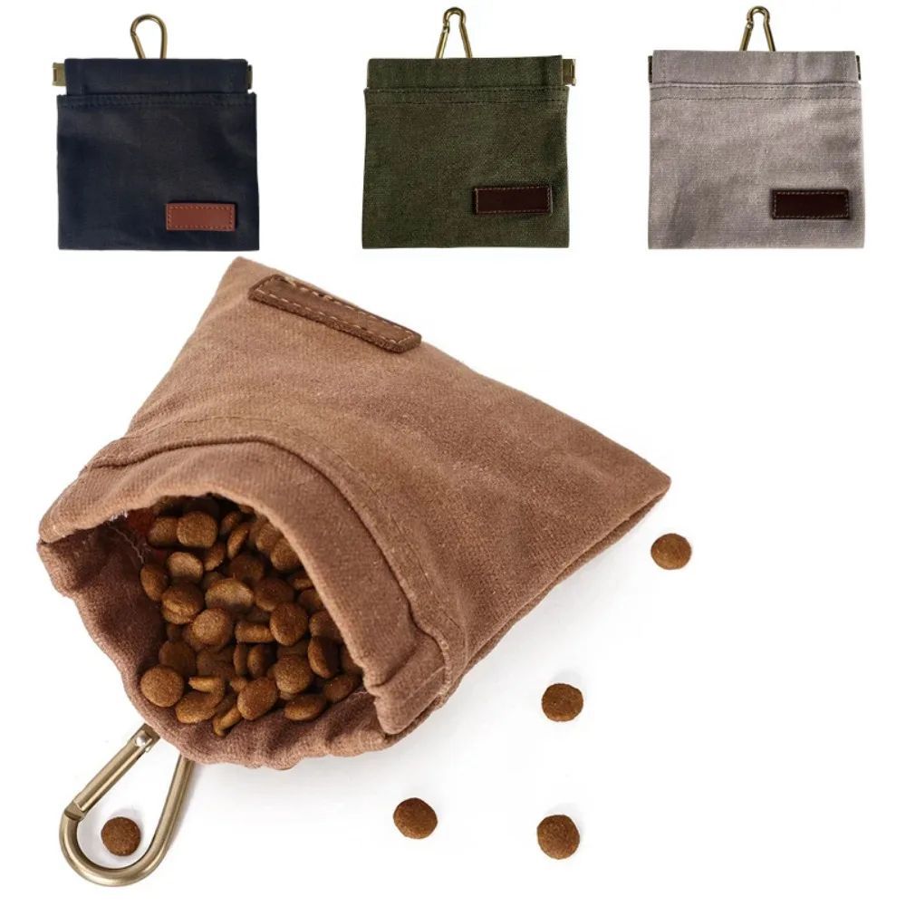 KFX-2175677 Portable Dog Training Snack Bag with Oil Resistance and Carabiner - Durable Food Dispenser Pouch for Pet Training