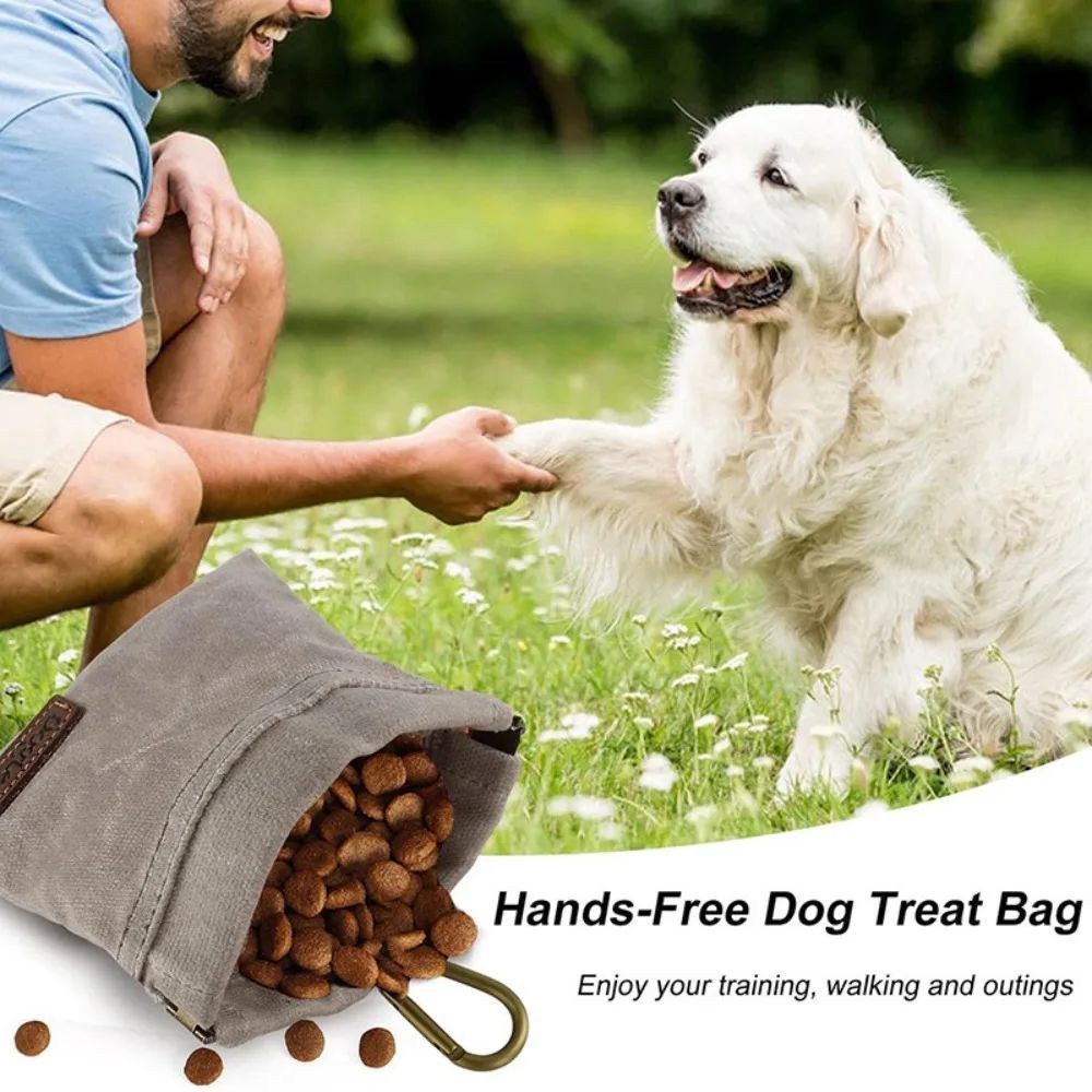 KFX-2175677 Portable Dog Training Snack Bag with Oil Resistance and Carabiner - Durable Food Dispenser Pouch for Pet Training
