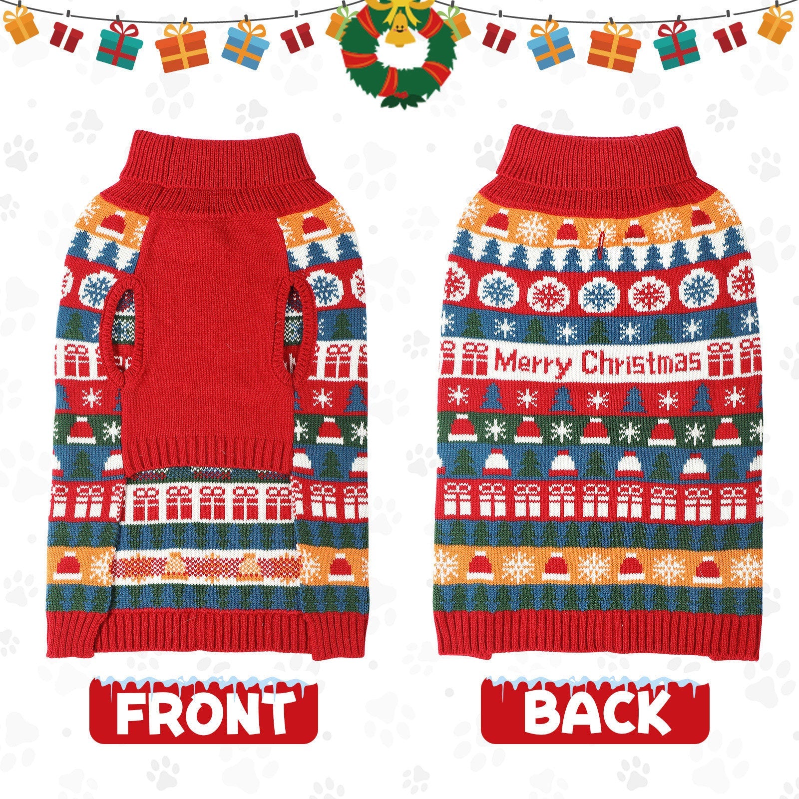KFX-2177213 Cozy Red Acrylic Sweater for Pets - Sizes S to XXL