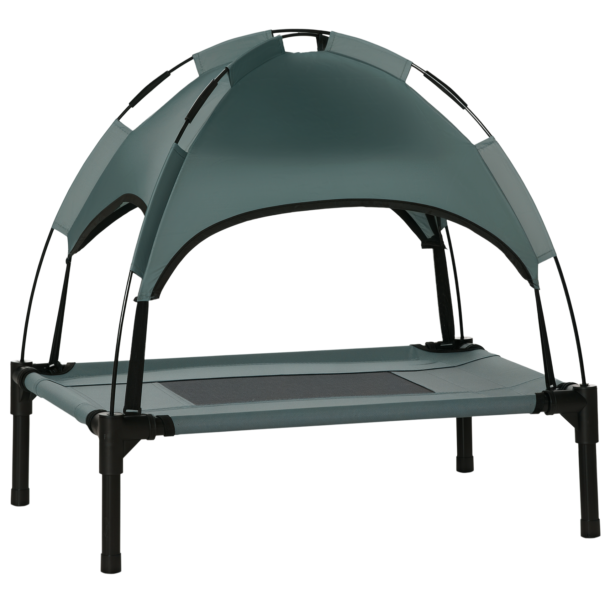 KFX-2177853 Elevated Pet Bed with Canopy for Small Dogs, UV Protection Shade, Gray Outdoor Dog Cot