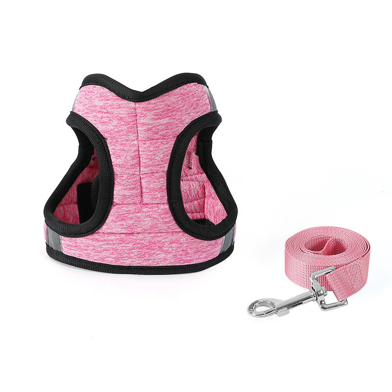 KFX-2178493 Cotton Dog Walking Chain Rope with Harness - Available in Pink, Blue, and Black