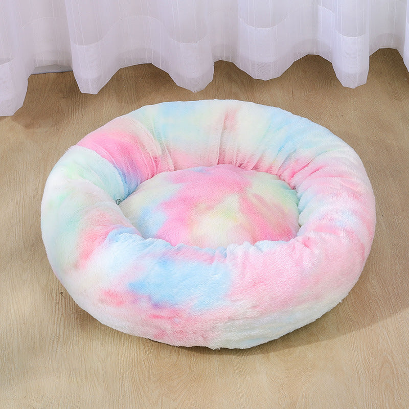KFX-2179261 Cozy Plush Round Cat and Dog Bed Shelter with Anti-Slip Base