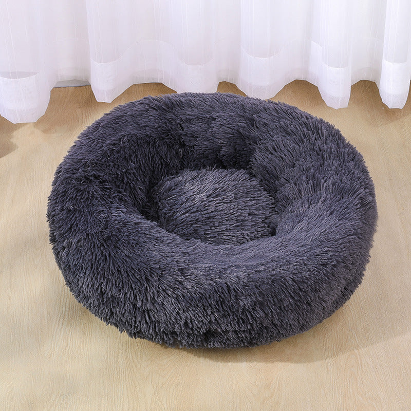 KFX-2179261 Cozy Plush Round Cat and Dog Bed Shelter with Anti-Slip Base