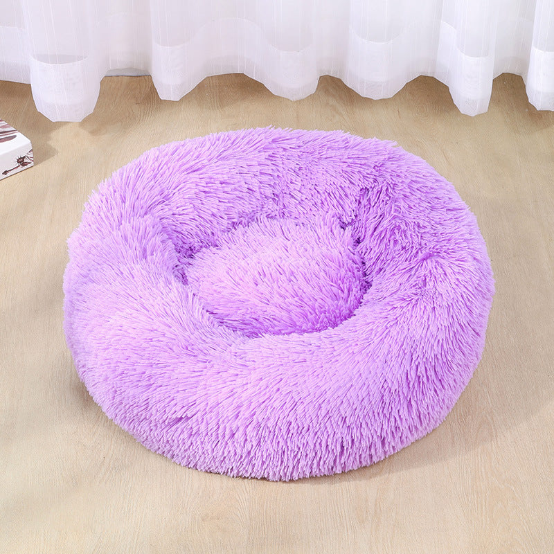 KFX-2179261 Cozy Plush Round Cat and Dog Bed Shelter with Anti-Slip Base