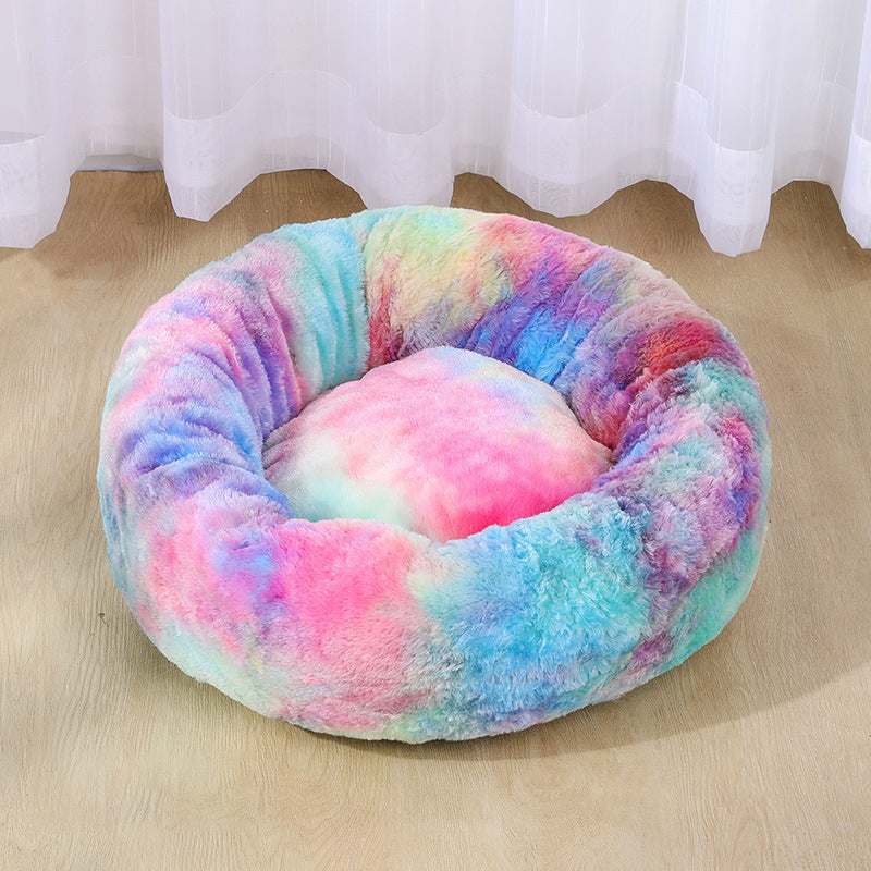 KFX-2179261 Cozy Plush Round Cat and Dog Bed Shelter with Anti-Slip Base
