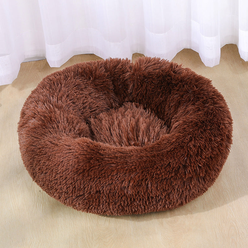 KFX-2179261 Cozy Plush Round Cat and Dog Bed Shelter with Anti-Slip Base