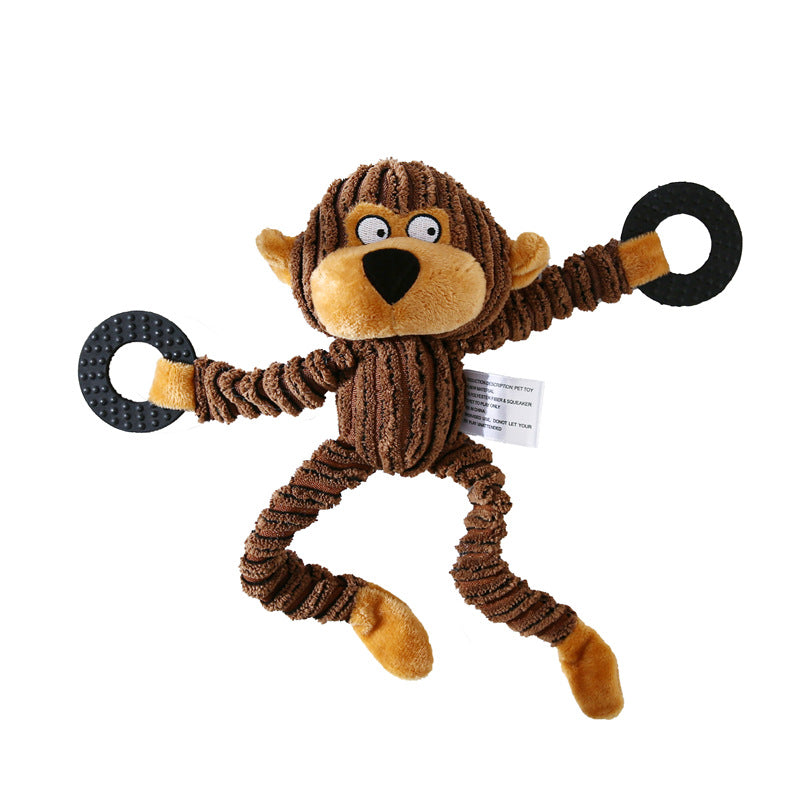 KFX-2180029 Donkey Shape Chew Toy for Dogs - Plush Corduroy Squeaky Molar Training Toy