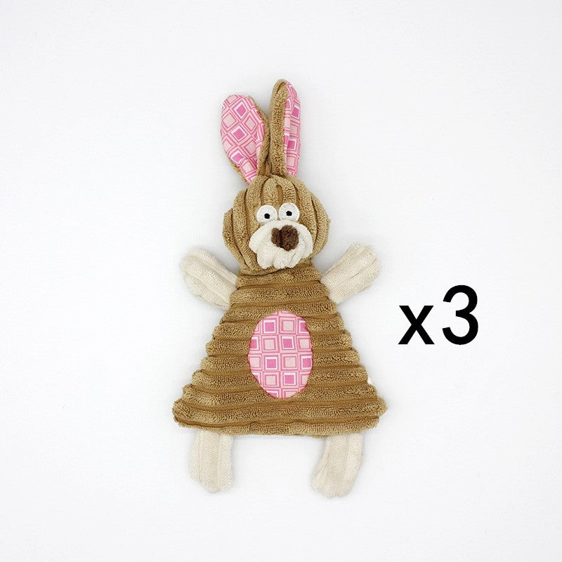 KFX-2180029 Donkey Shape Chew Toy for Dogs - Plush Corduroy Squeaky Molar Training Toy