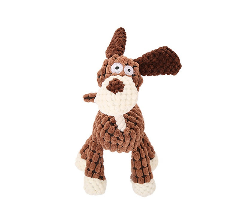 KFX-2180029 Donkey Shape Chew Toy for Dogs - Plush Corduroy Squeaky Molar Training Toy