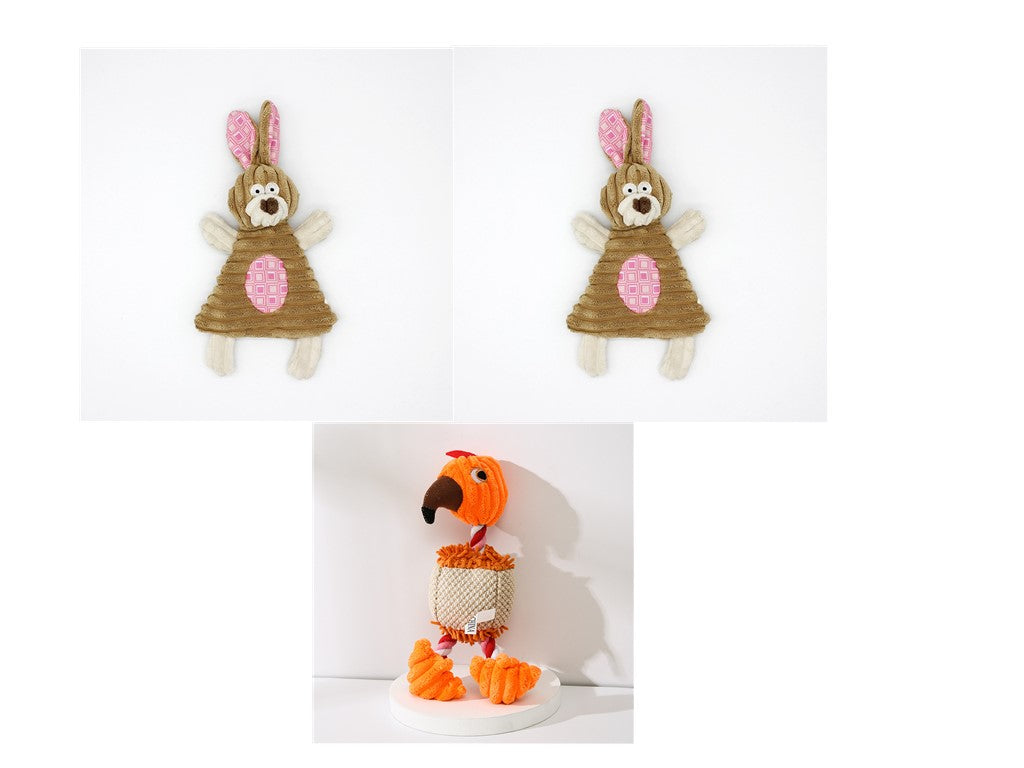 KFX-2180029 Donkey Shape Chew Toy for Dogs - Plush Corduroy Squeaky Molar Training Toy