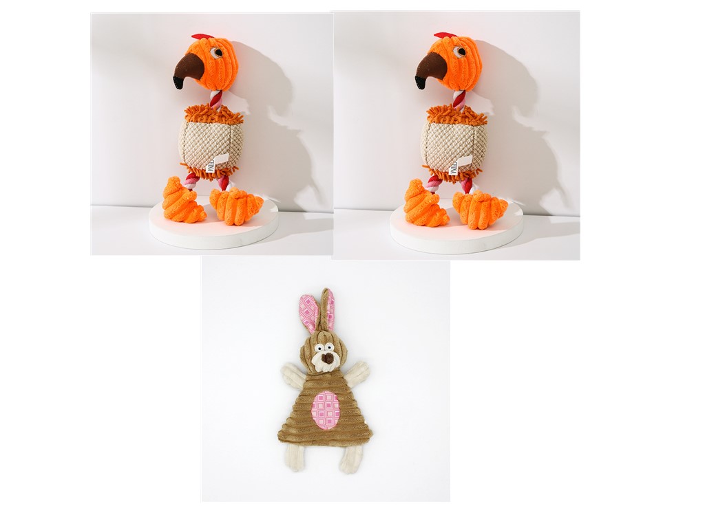 KFX-2180029 Donkey Shape Chew Toy for Dogs - Plush Corduroy Squeaky Molar Training Toy