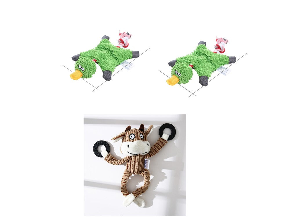 KFX-2180029 Donkey Shape Chew Toy for Dogs - Plush Corduroy Squeaky Molar Training Toy