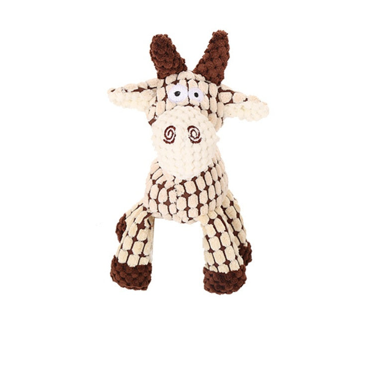 KFX-2180029 Donkey Shape Chew Toy for Dogs - Plush Corduroy Squeaky Molar Training Toy