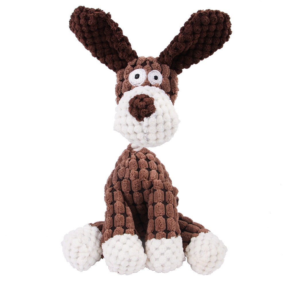 KFX-2180029 Donkey Shape Chew Toy for Dogs - Plush Corduroy Squeaky Molar Training Toy