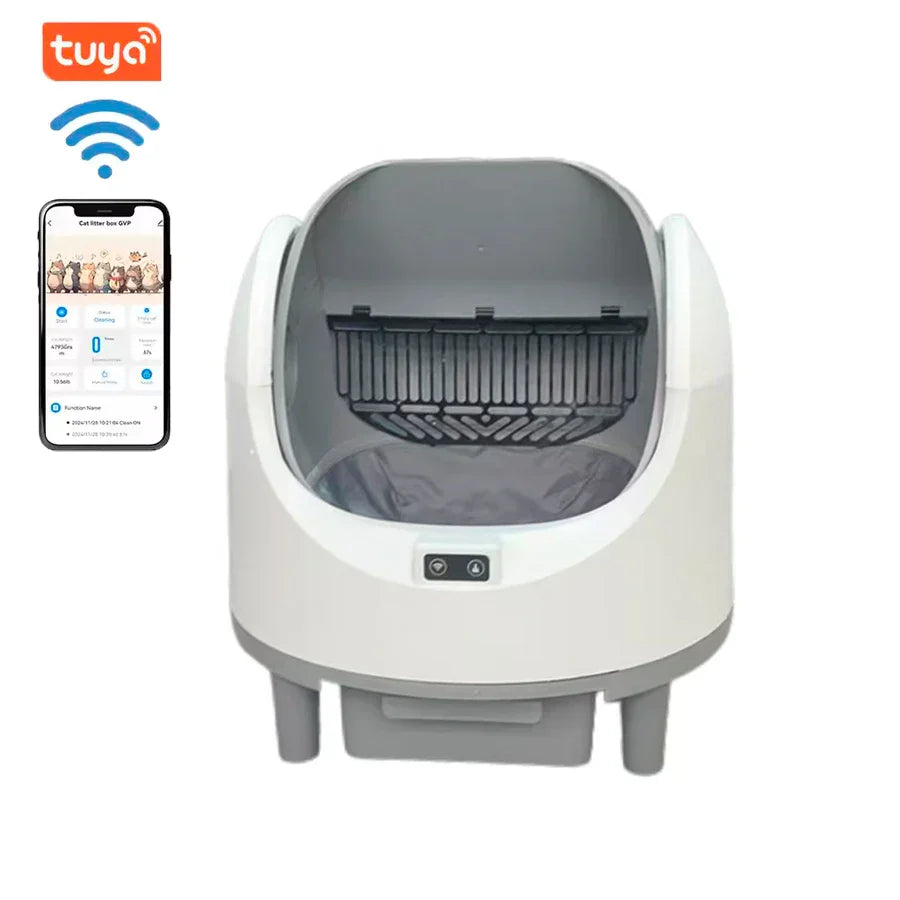 KFX-218259 Automatic Self-Cleaning Cat Litter Box with Odor Control, Large Capacity, Comfortable Design, Eco-Friendly Plastic Material.
