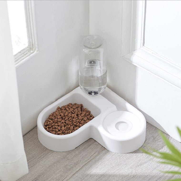 KFX-2185149 Heart-Shaped Double Pet Bowl with Automatic Water Refilling System, 500ml Capacity, PP Material, 22x22x20.8cm