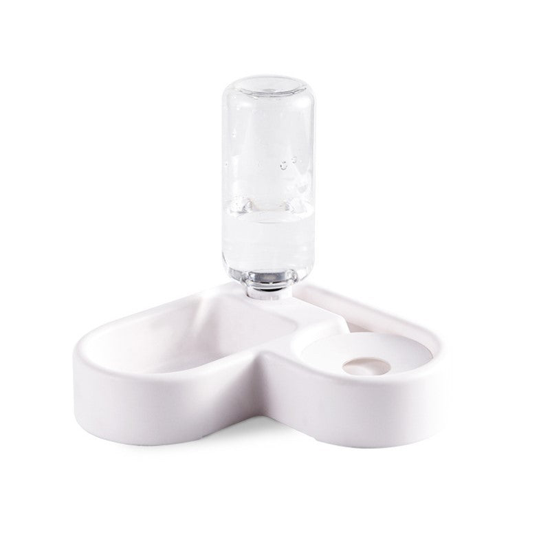 KFX-2185149 Heart-Shaped Double Pet Bowl with Automatic Water Refilling System, 500ml Capacity, PP Material, 22x22x20.8cm