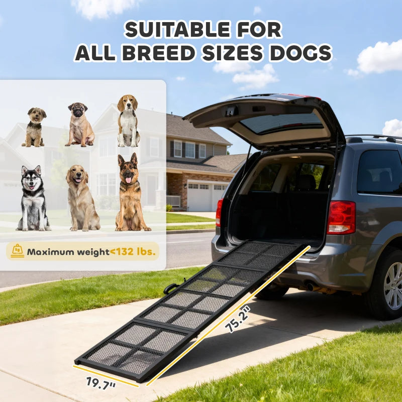 KFX-2188221 Extra Long Folding Dog Ramp with Non-Slip Surface for Easy SUV and Vehicle Access