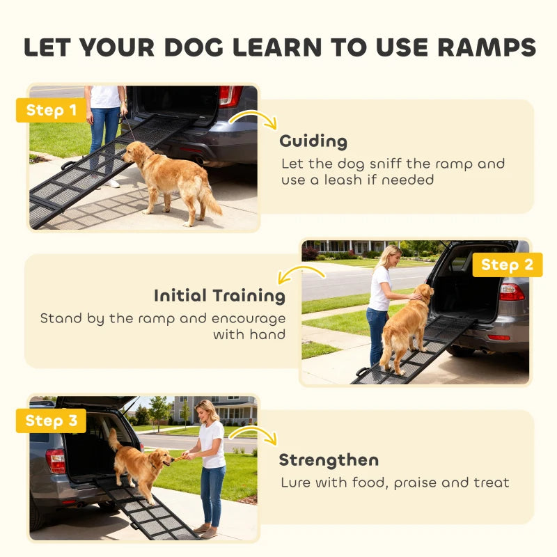 KFX-2188221 Extra Long Folding Dog Ramp with Non-Slip Surface for Easy SUV and Vehicle Access