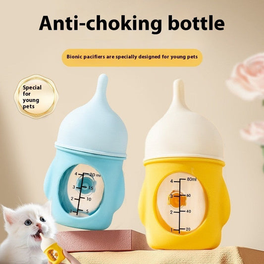 KFX-2188733 Bionic Silicone Pet Feeding Bottle, 20ml & 80ml Sizes, Anti-Choke Design for Kittens and Puppies