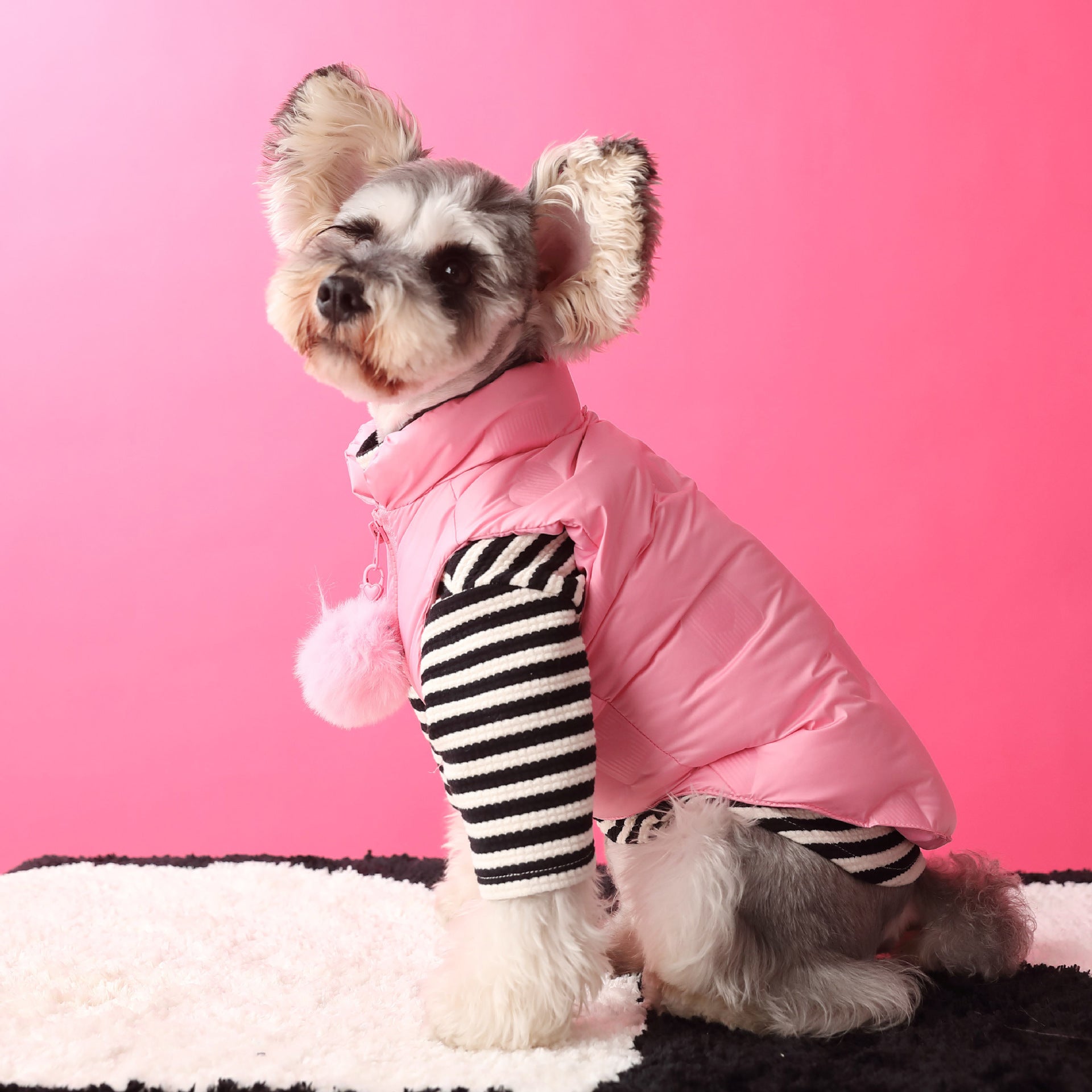 KFX-2190525 Warm Down Vest for Dogs with Removable Fur Ball - Autumn and Winter Casual Style in Multiple Sizes