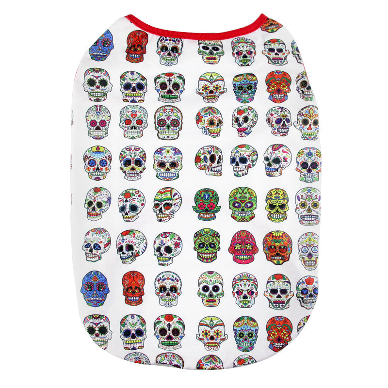 KFX-2191293 Skull Print Cotton T-Shirt Vest for Small to Extra Large Dogs