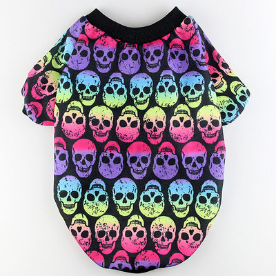 KFX-2191293 Skull Print Cotton T-Shirt Vest for Small to Extra Large Dogs