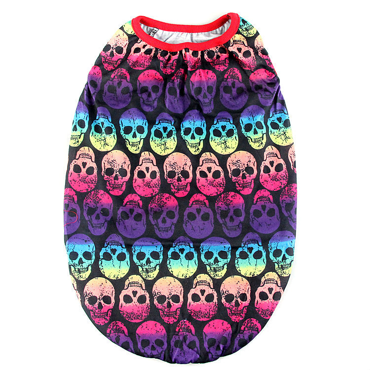 KFX-2191293 Skull Print Cotton T-Shirt Vest for Small to Extra Large Dogs