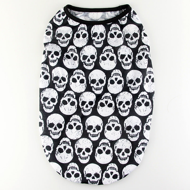 KFX-2191293 Skull Print Cotton T-Shirt Vest for Small to Extra Large Dogs