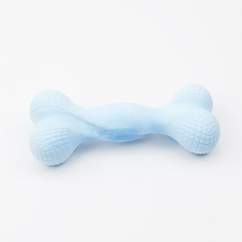 KFX-2191549 Durable TPR Chew Toys for Big and Small Dogs - Fun Bone Shapes in Pink, Yellow, and Blue