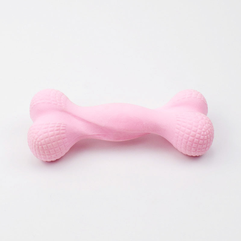 KFX-2191549 Durable TPR Chew Toys for Big and Small Dogs - Fun Bone Shapes in Pink, Yellow, and Blue