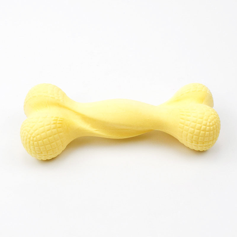 KFX-2191549 Durable TPR Chew Toys for Big and Small Dogs - Fun Bone Shapes in Pink, Yellow, and Blue