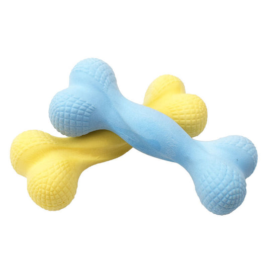 KFX-2191549 Durable TPR Chew Toys for Big and Small Dogs - Fun Bone Shapes in Pink, Yellow, and Blue