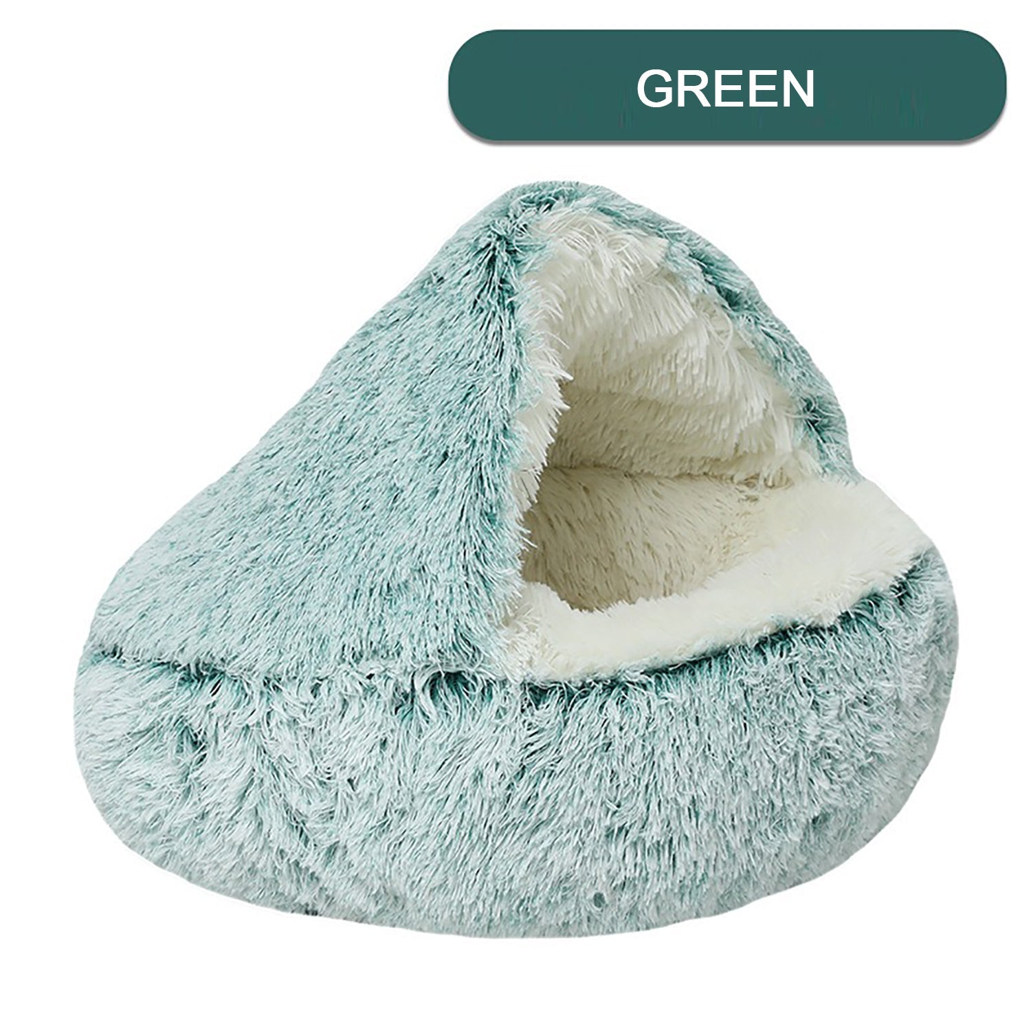 KFX-2192189 Plush Round Cat Bed with Semi-Enclosed Cave Design for Cozy Comfort and Easy Cleaning