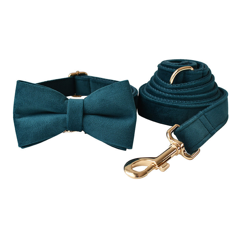 KFX-2192701 Peacock Blue Cotton Dog Collar and Leash Set with Alloy Carabiner