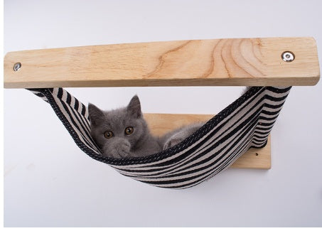 KFX-2193981 Wall-Mounted Wooden Cat Hammock for Cozy Resting Spaces