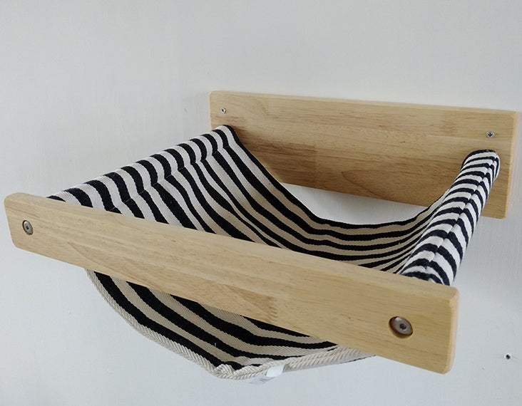KFX-2193981 Wall-Mounted Wooden Cat Hammock for Cozy Resting Spaces