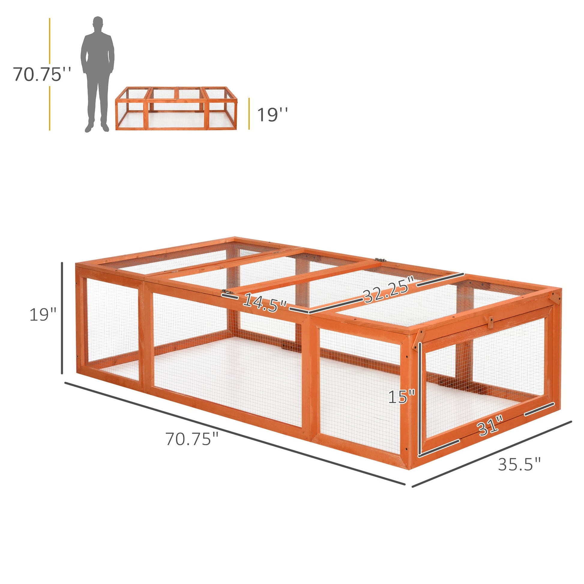 KFX-2194365 Large Wooden Rabbit Hutch with Outdoor Run and Lockable Access for Small Animals