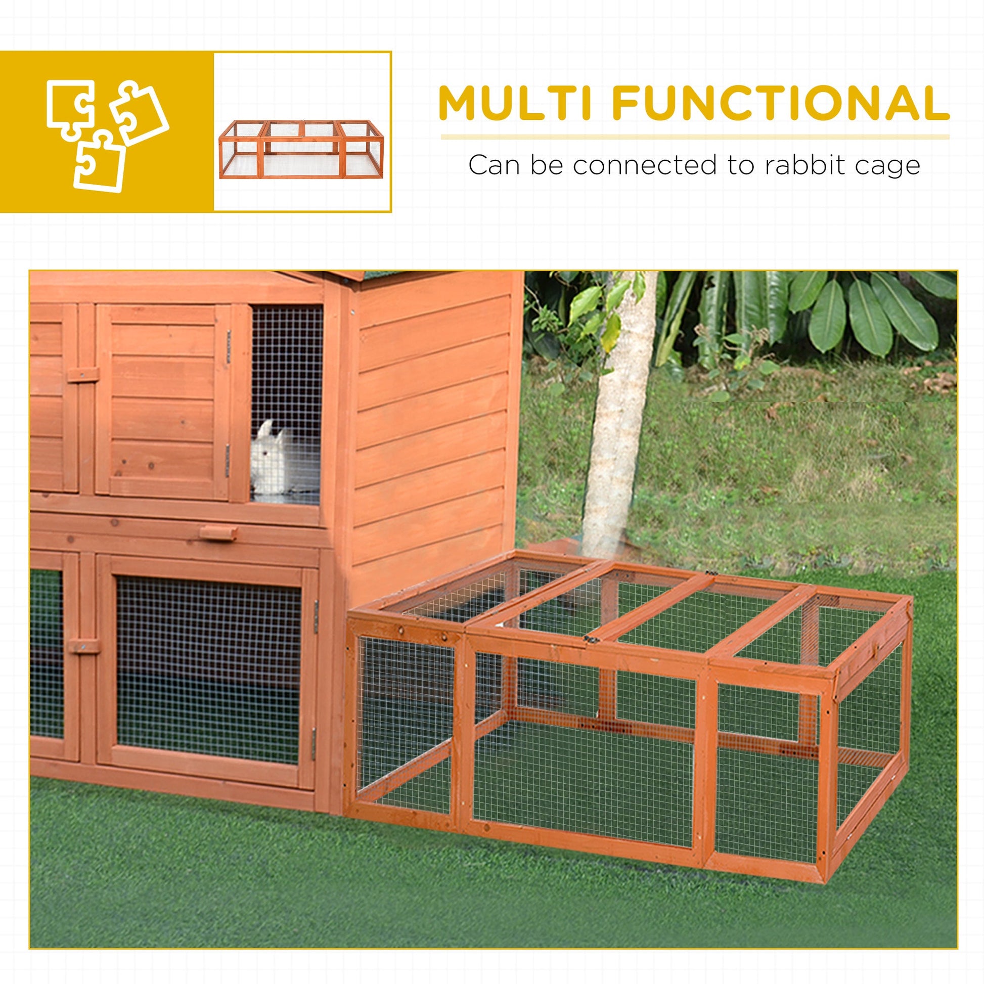 KFX-2194365 Large Wooden Rabbit Hutch with Outdoor Run and Lockable Access for Small Animals