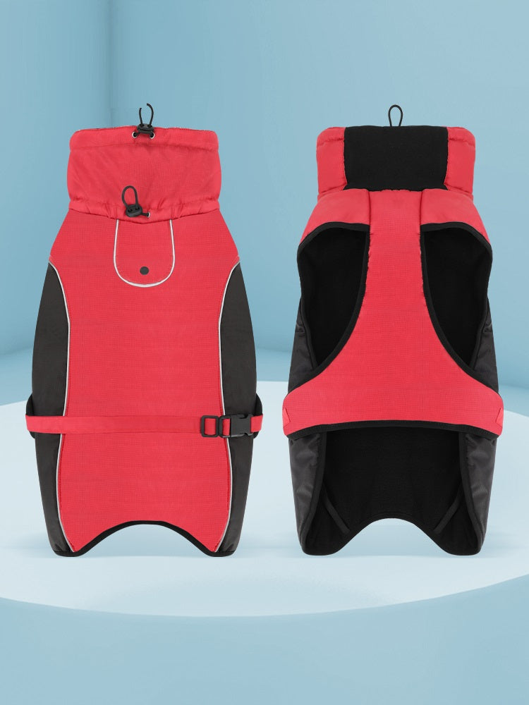 KFX-2195133 Warm Plush Diving Suit for Medium and Large Dogs - Waterproof Oxford Cloth with Fleece Lining