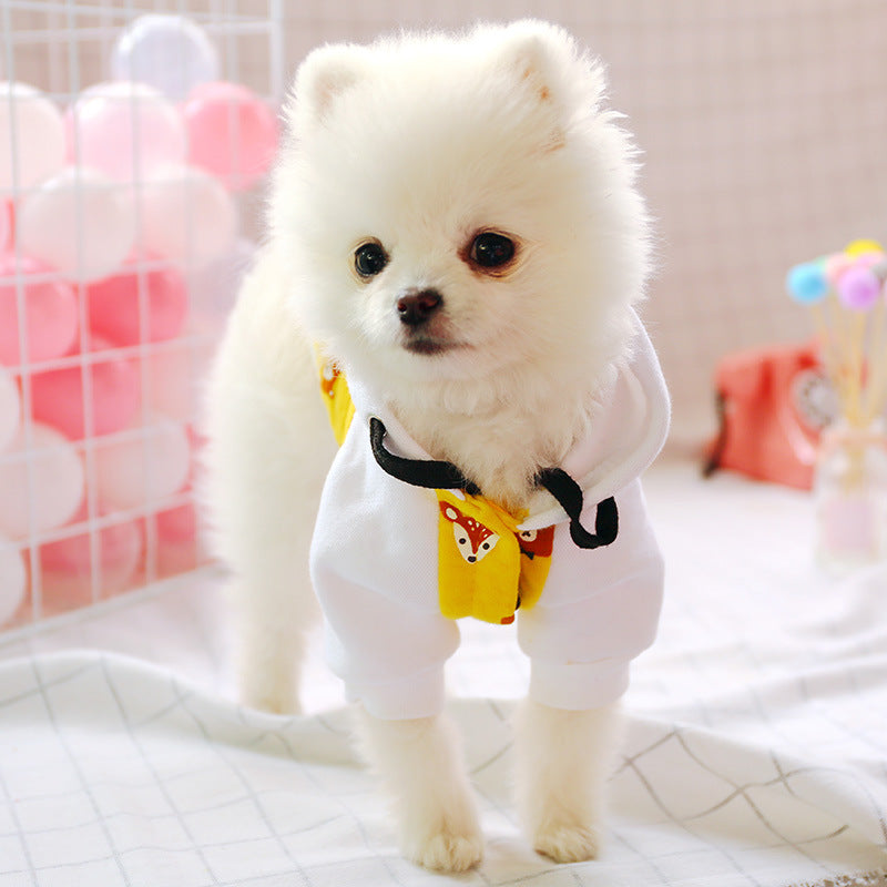 KFX-2195773 Cozy Cotton Fleece Hoodie for Cats in Gold with Yellow Bear Design