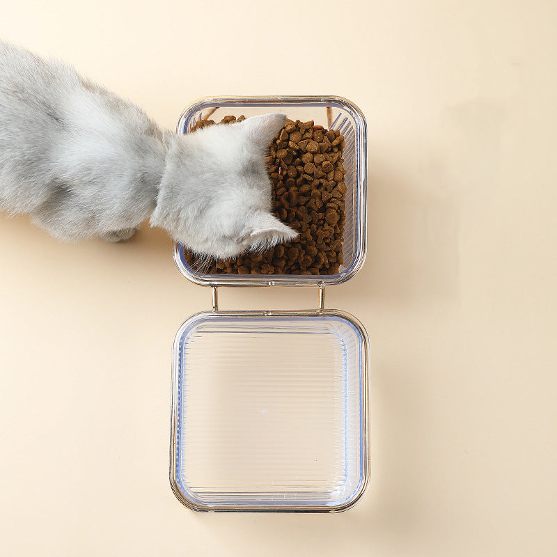 KFX-2196669 Elevated Pet Bowl with Oblique Mouth Design for Neck Support - Gold-Plated Iron & ABS Material