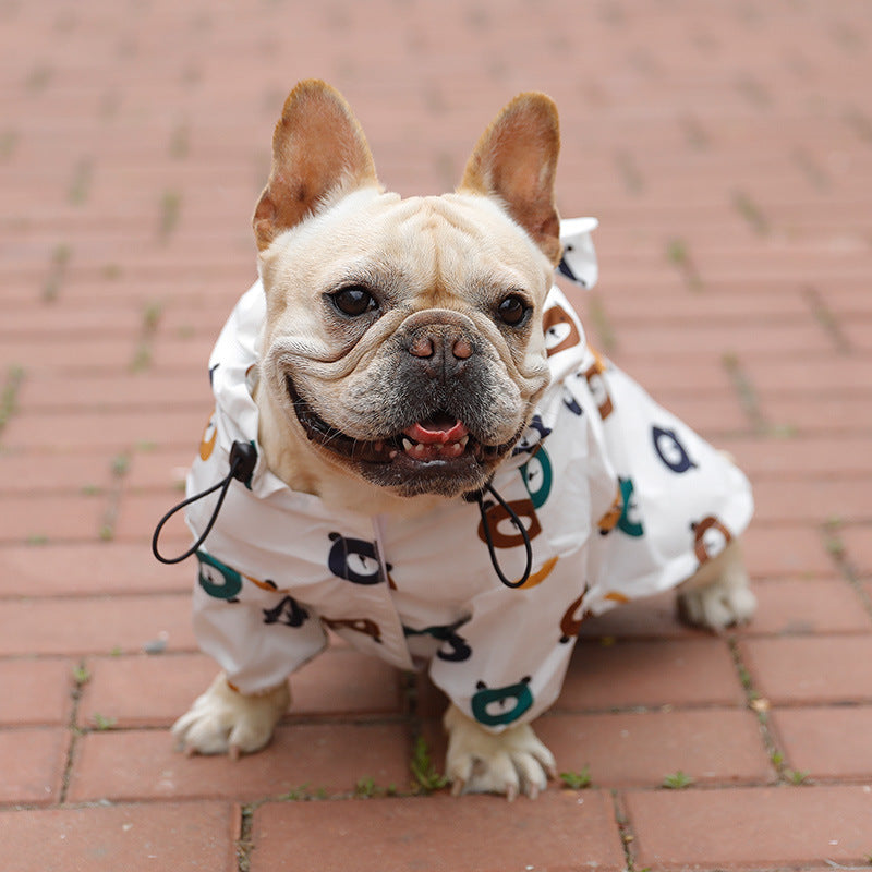 KFX-2197053 Waterproof Puppy Raincoat - Cute Bear and Cat Designs, Multiple Sizes Available