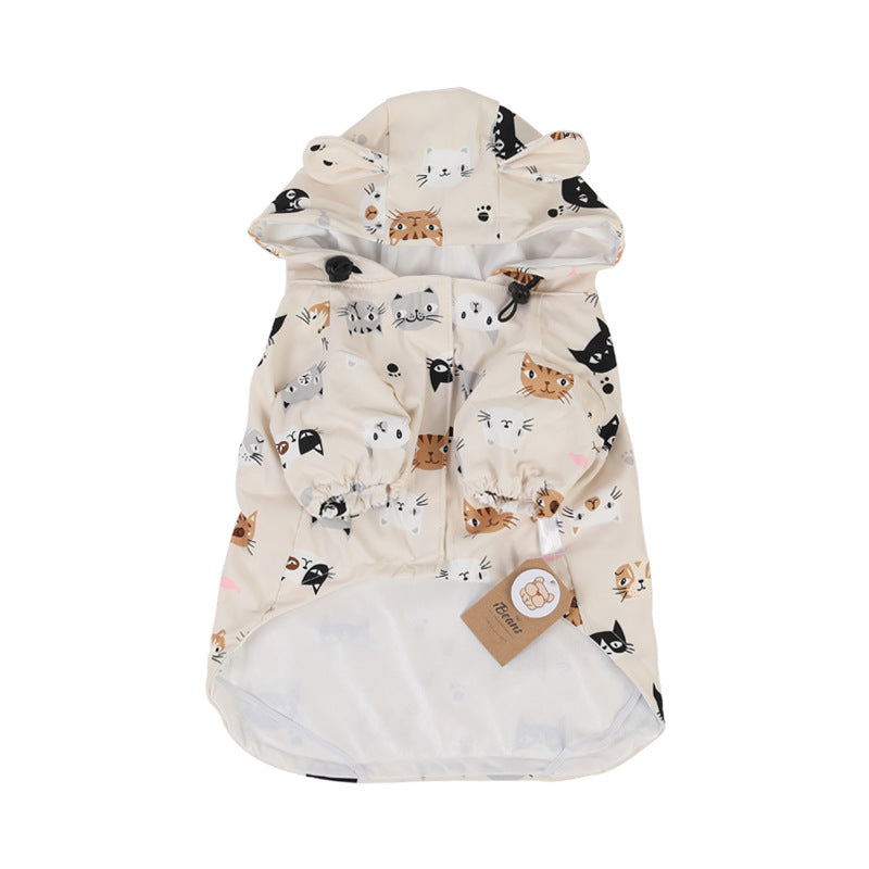 KFX-2197053 Waterproof Puppy Raincoat - Cute Bear and Cat Designs, Multiple Sizes Available