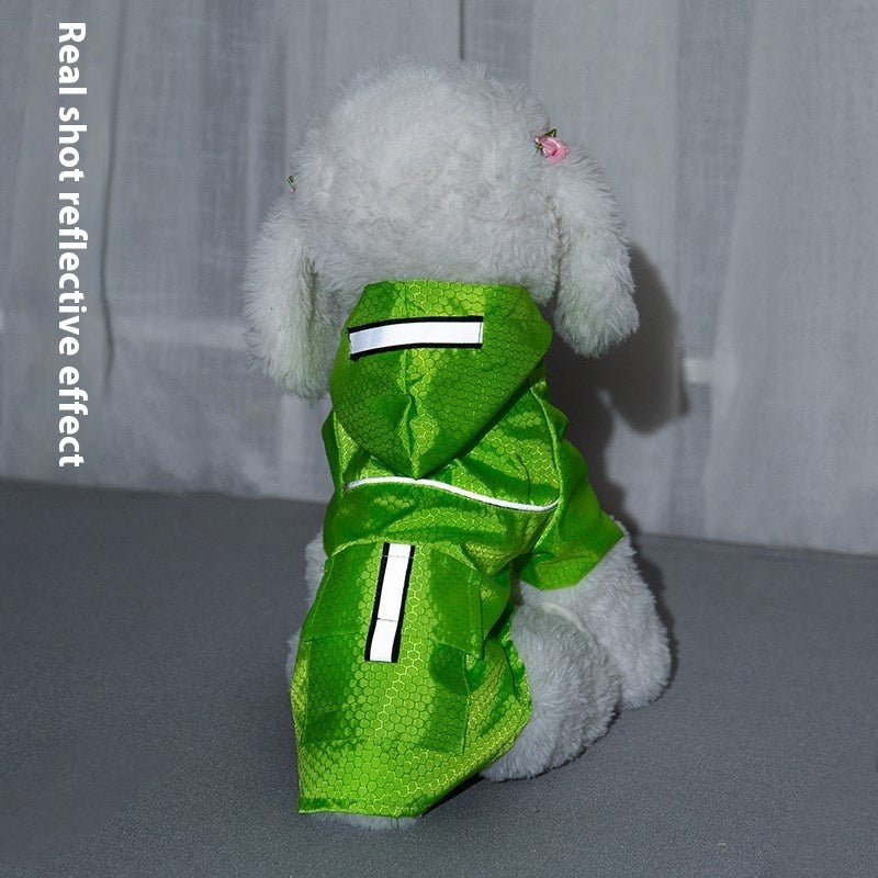 KFX-2198077 Reflective Waterproof Dog Raincoat for Small Pets - Casual Polyester Coat in Multiple Colors