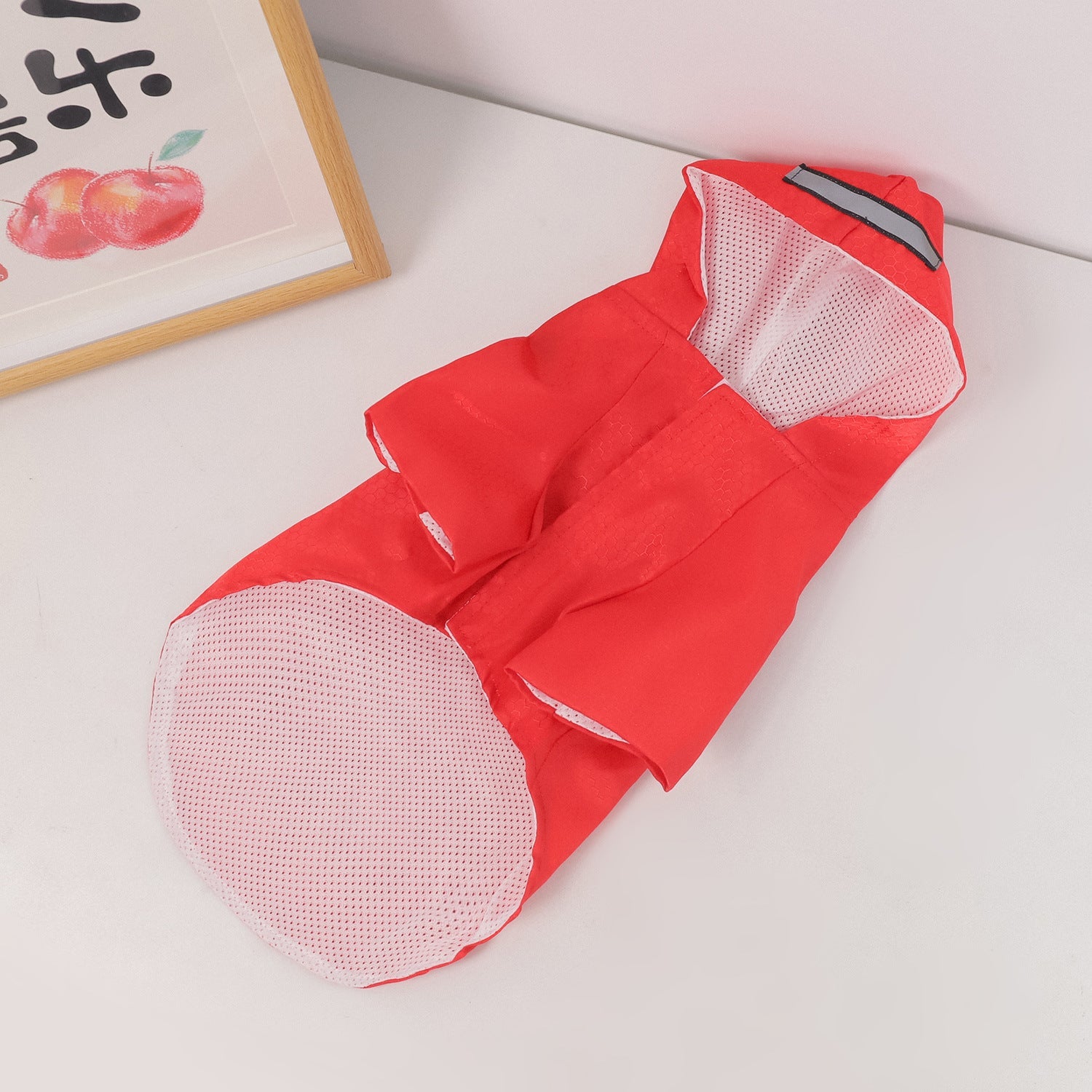 KFX-2198077 Reflective Waterproof Dog Raincoat for Small Pets - Casual Polyester Coat in Multiple Colors